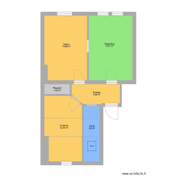 Appartement Metz (avec modif). Plan de 8 pièces et 54 m2