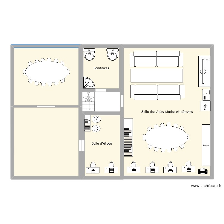 Plan MJC ETAGE 1. Plan de 5 pièces et 155 m2