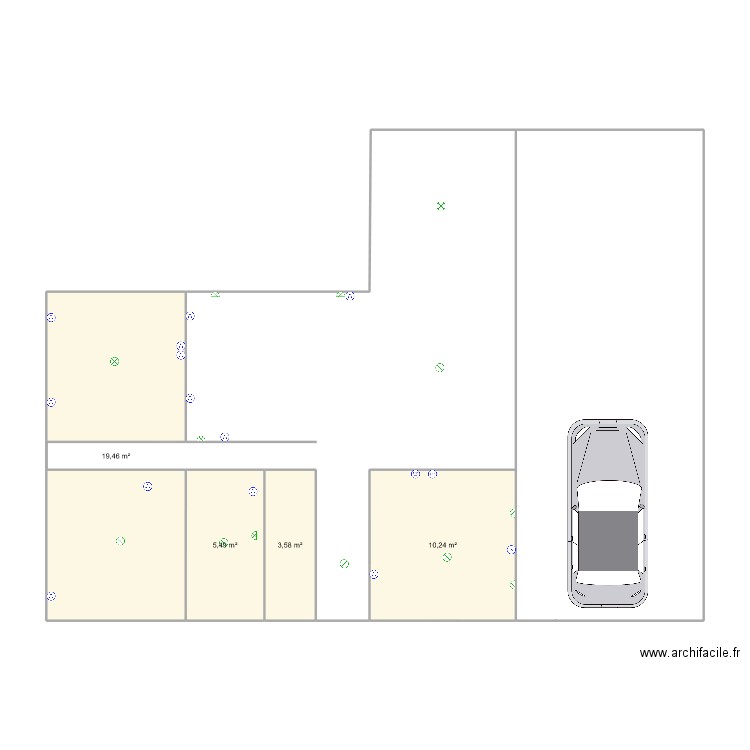 Maison. Plan de 4 pièces et 39 m2