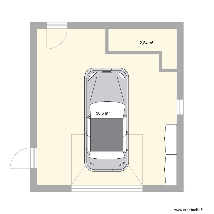 Garage. Plan de 2 pièces et 33 m2