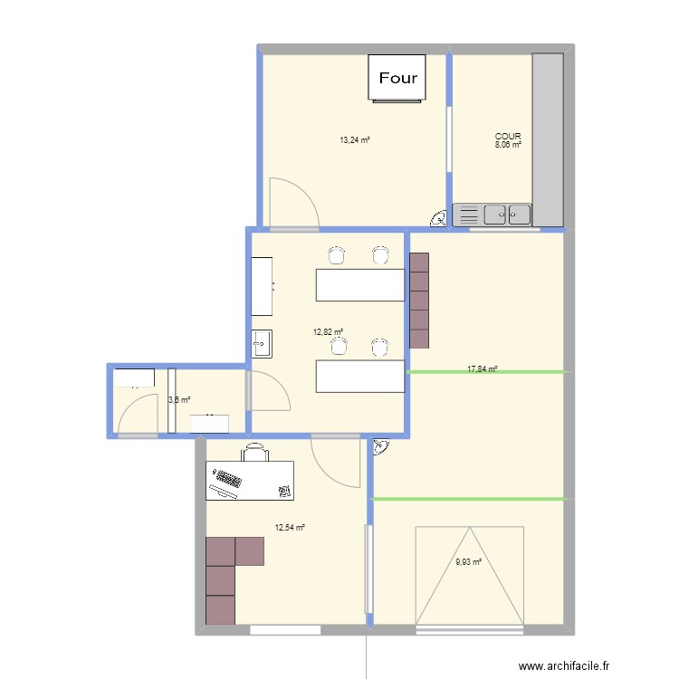 ATELIER STE HAJJI FOOD. Plan de 7 pièces et 78 m2