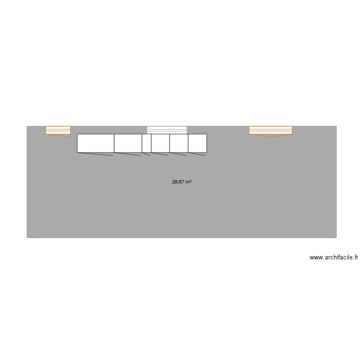 Cuisine salon. Plan de 1 pièce et 30 m2