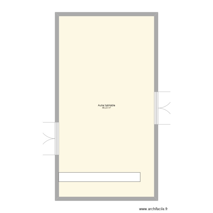 salles. Plan de 1 pièce et 86 m2