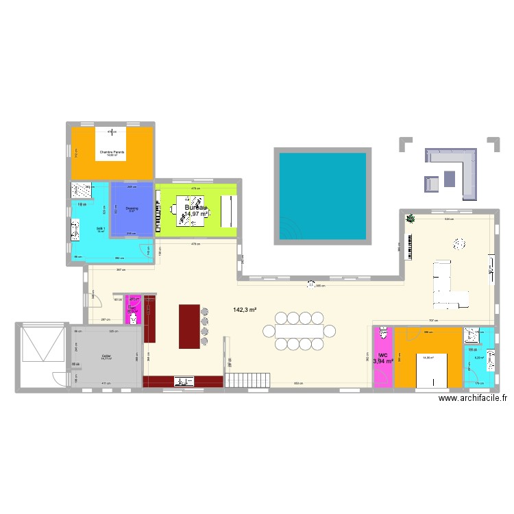 Maison V5. Plan de 10 pièces et 235 m2