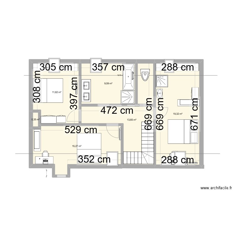 plan étage  ST MALO. Plan de 6 pièces et 70 m2