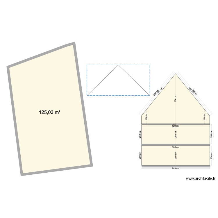 okok. Plan de 1 pièce et 125 m2