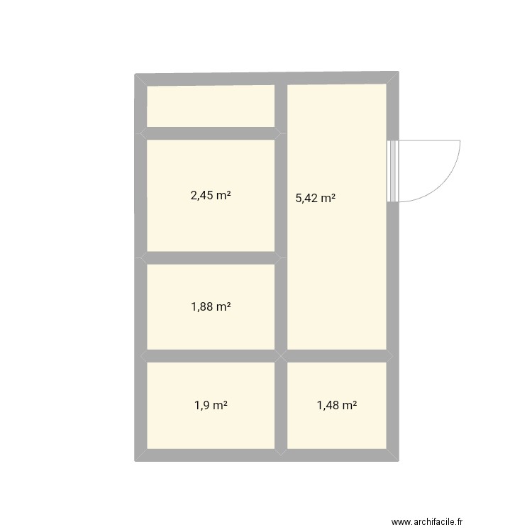 Lamine . Plan de 5 pièces et 13 m2