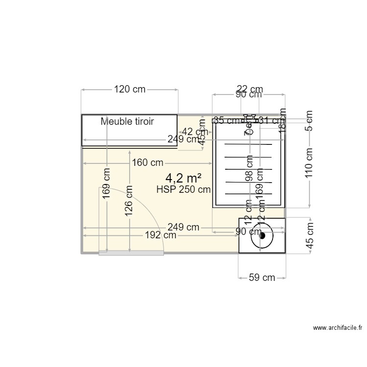 sodergren. Plan de 1 pièce et 4 m2