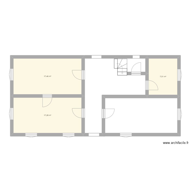 rdc. Plan de 3 pièces et 42 m2