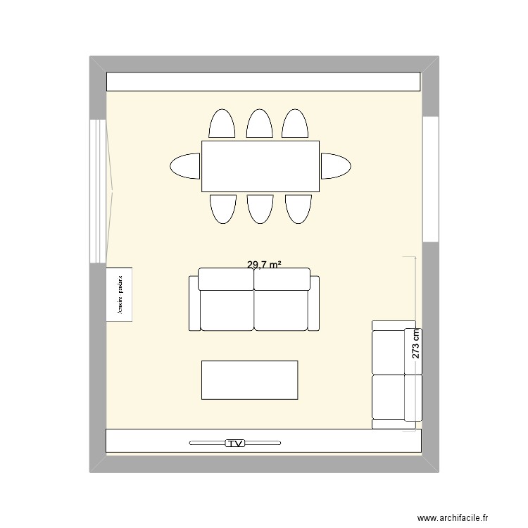 Salon . Plan de 1 pièce et 30 m2