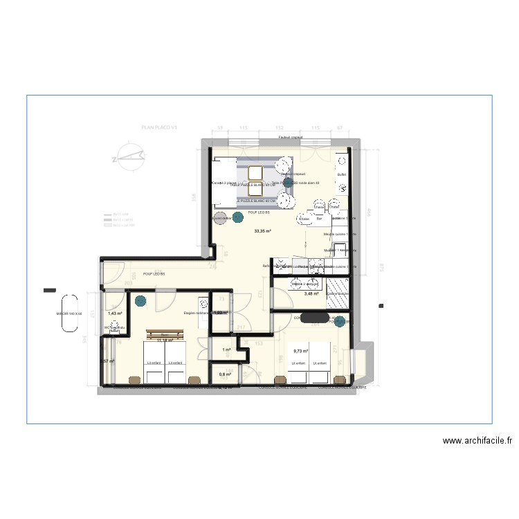 PLAN CANNES . Plan de 10 pièces et 63 m2