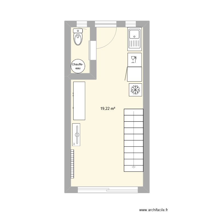 aménagement garage. Plan de 1 pièce et 19 m2