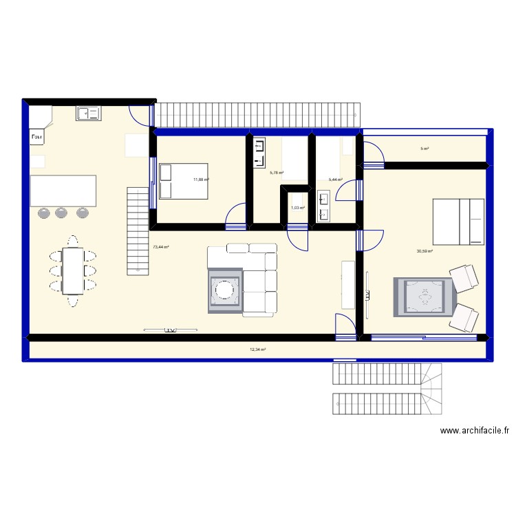 R+1 GOSIER. Plan de 8 pièces et 146 m2