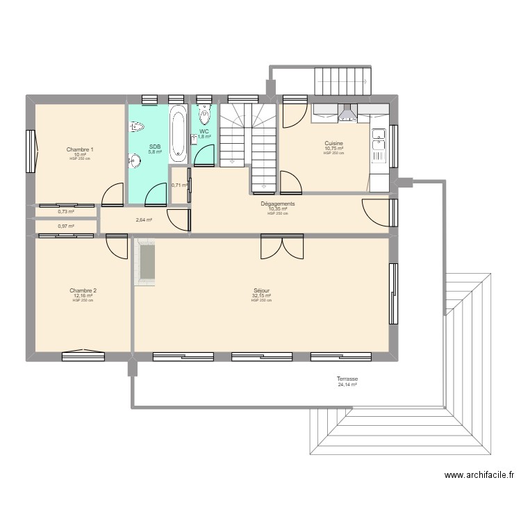 DELEAU 1. Plan de 14 pièces et 119 m2