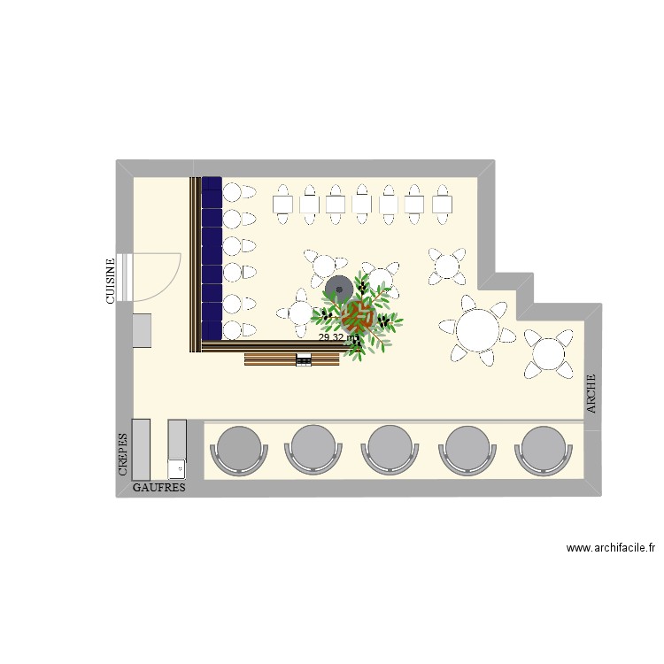 APO. Plan de 1 pièce et 33 m2