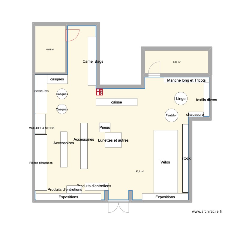 Plan Magasin E-MOVE 2.2. Plan de 3 pièces et 109 m2