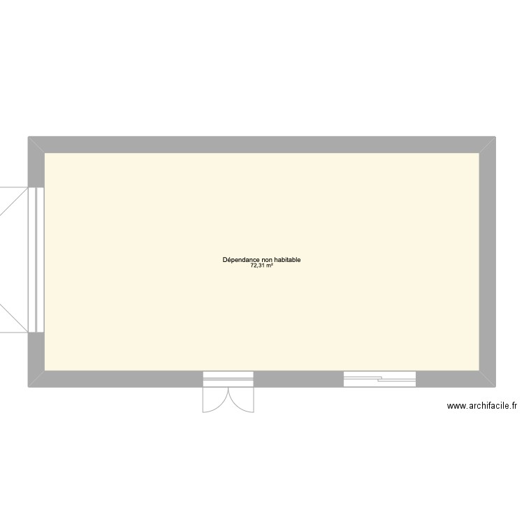 dependance. Plan de 1 pièce et 72 m2