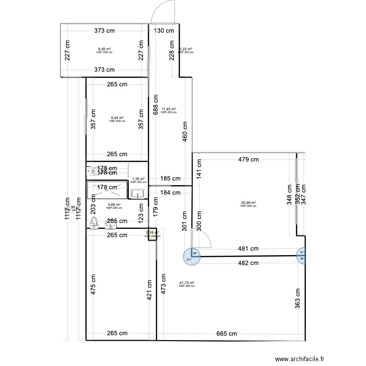 Projet Maria. Plan de 11 pièces et 113 m2