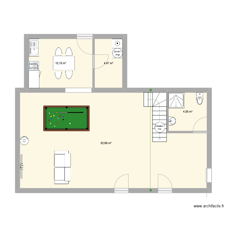 2eme parties. Plan de 4 pièces et 72 m2