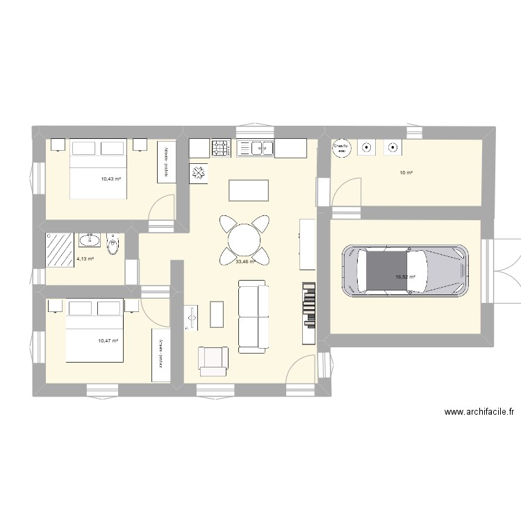 plan Fuste 110 m2 EXT modele B. Plan de 6 pièces et 85 m2