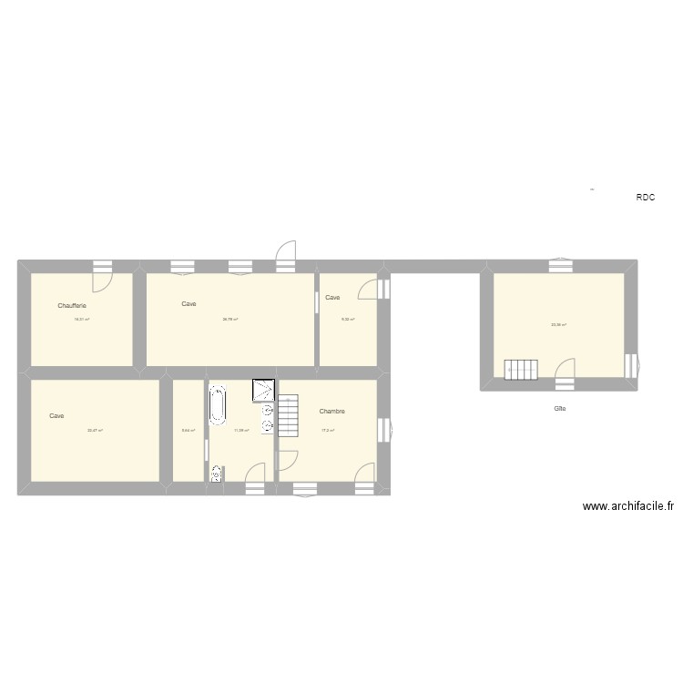 FERLIGNE RDC. Plan de 8 pièces et 132 m2