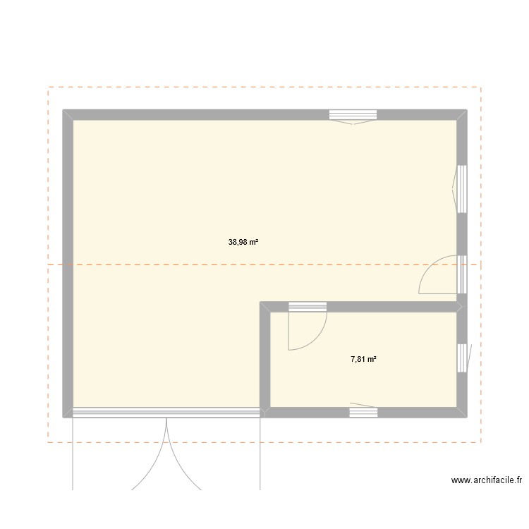 DEPOTS. Plan de 2 pièces et 47 m2