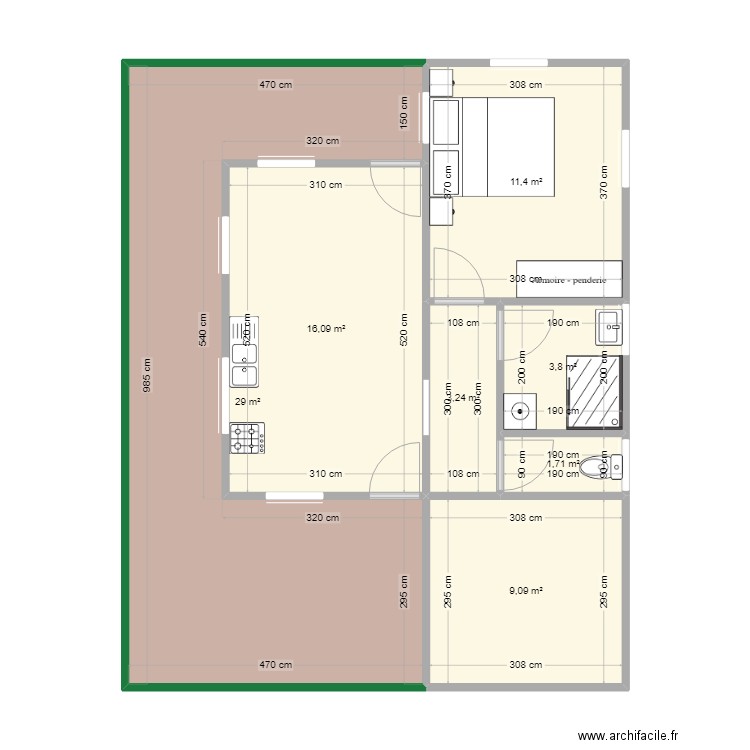 carriac 3. Plan de 7 pièces et 74 m2