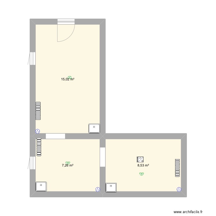 Bibliothèque, travail à noah.. Plan de 3 pièces et 31 m2