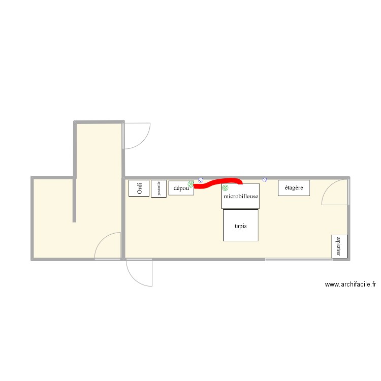 après. Plan de 2 pièces et 26 m2