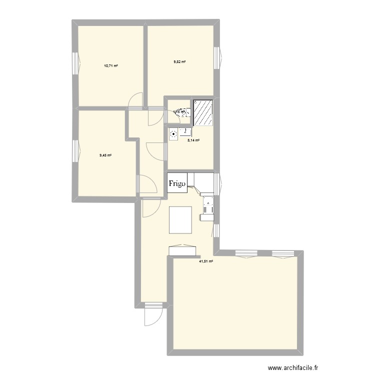 T3 brignoles 3 chambres. Plan de 6 pièces et 78 m2