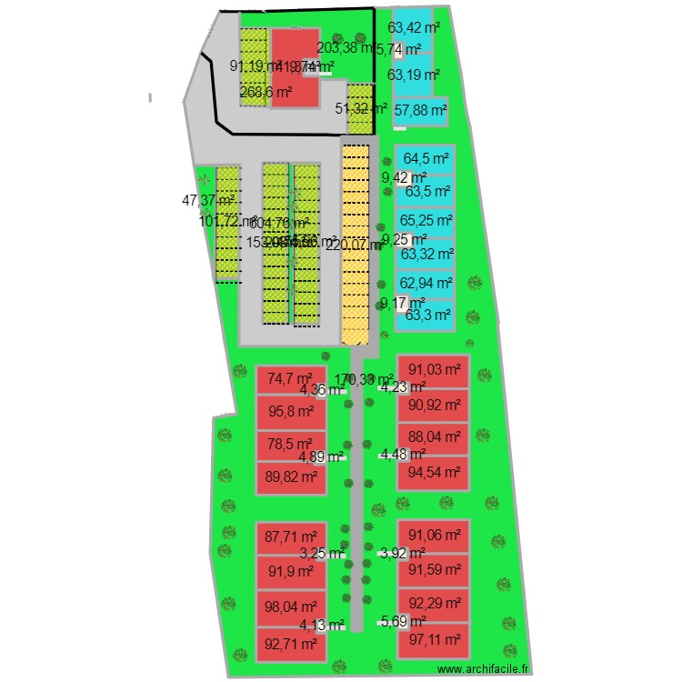 RSL - ET1982 v2. Plan de 52 pièces et 5353 m2