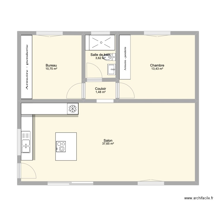 FINAL CASA . Plan de 5 pièces et 67 m2