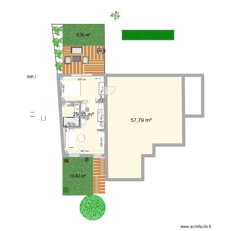 Extension studio2. Plan de 2 pièces et 87 m2