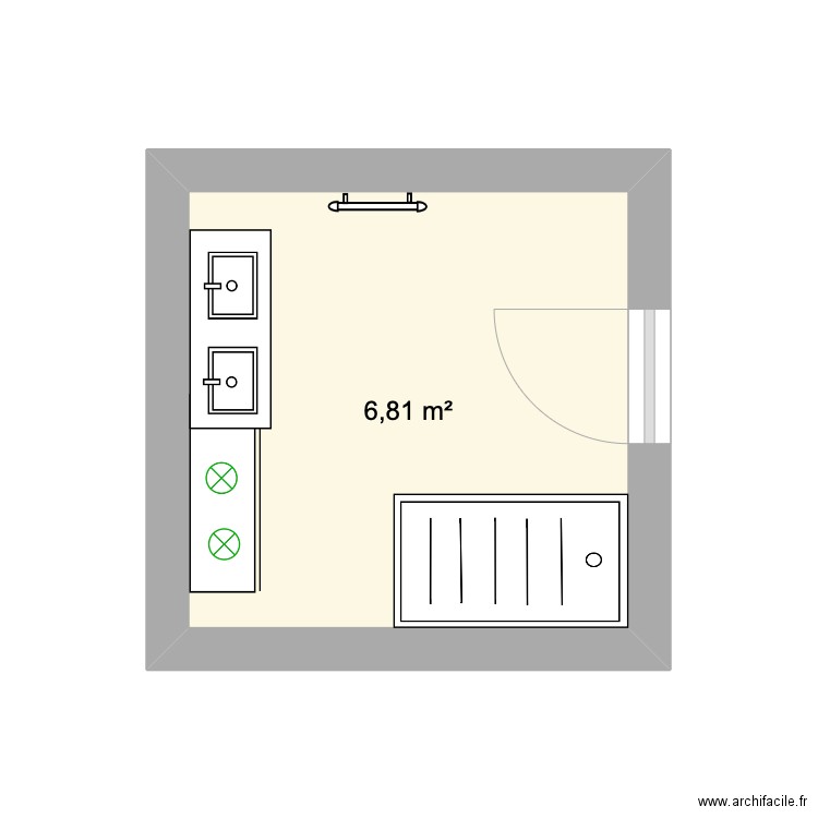 Salle de douche - Louis et Victor. Plan de 1 pièce et 7 m2