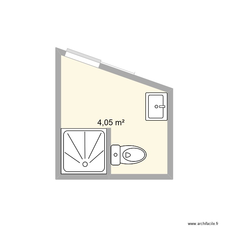 SdB. Plan de 1 pièce et 4 m2