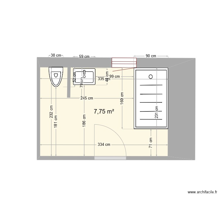 salle d eau 2. Plan de 1 pièce et 8 m2