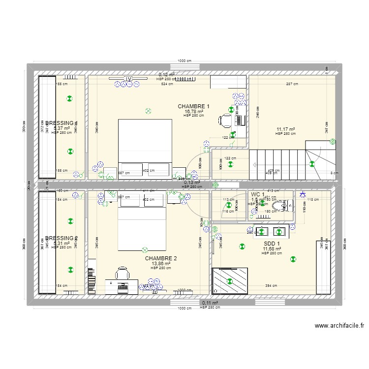 ETAGE ANTHONY ET STEF. Plan de 10 pièces et 66 m2