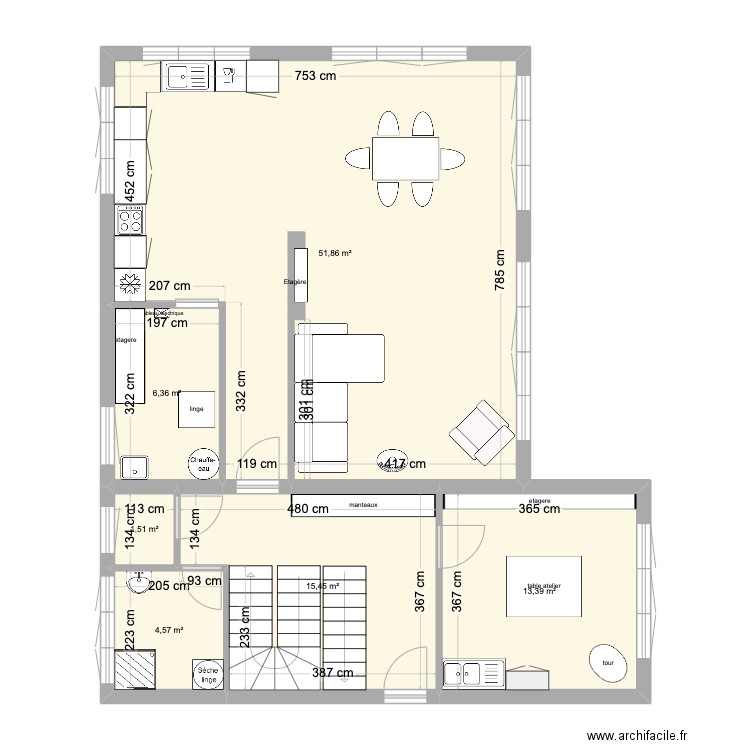 maison option 0. Plan de 6 pièces et 93 m2