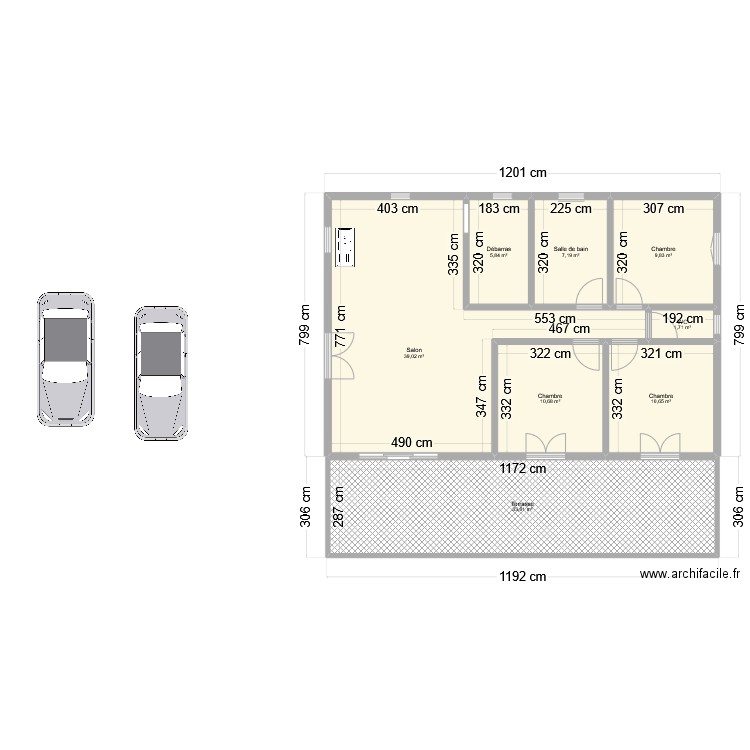 plan test. Plan de 8 pièces et 119 m2