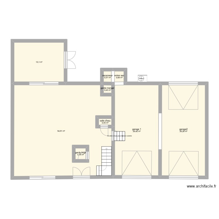 premier etage. Plan de 9 pièces et 126 m2