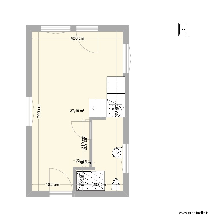 plan 3. Plan de 1 pièce et 27 m2