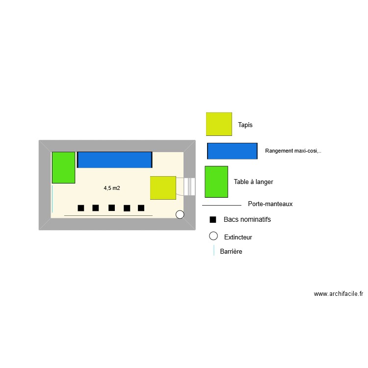 Hall d'entrée. Plan de 1 pièce et 4 m2