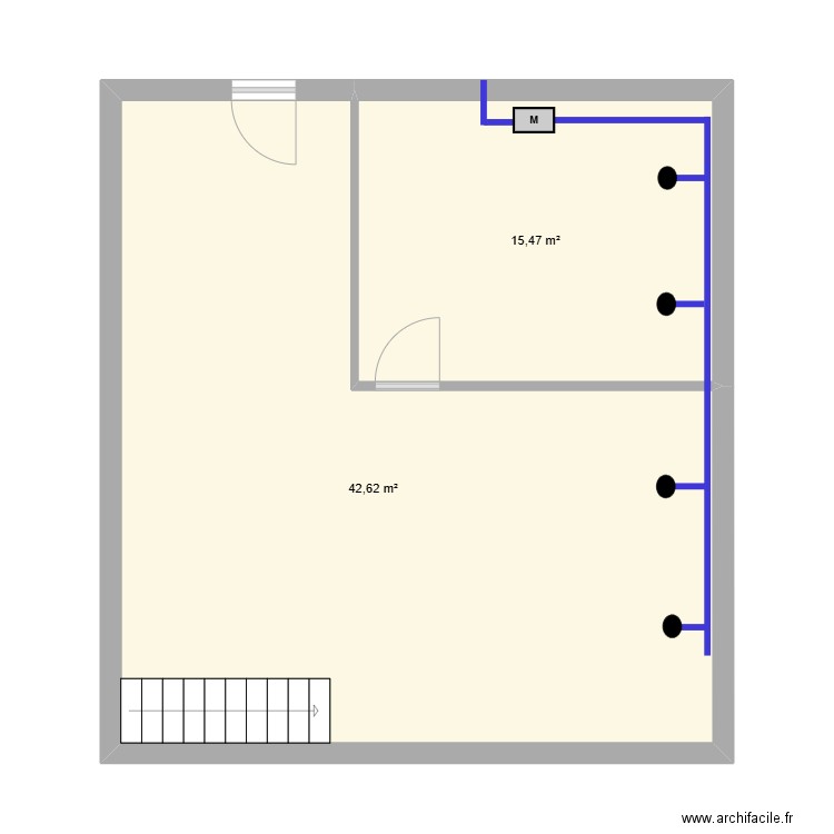 VMC Devarenne  . Plan de 2 pièces et 58 m2