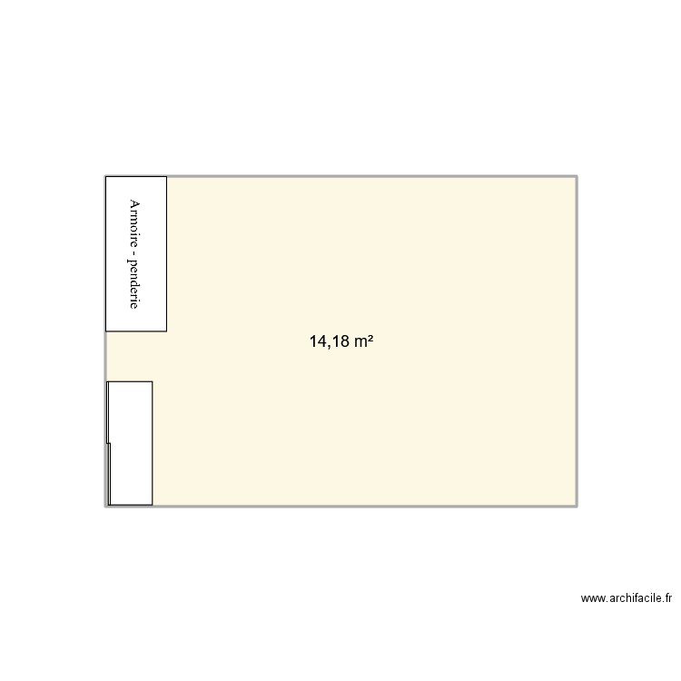 veranda. Plan de 1 pièce et 14 m2