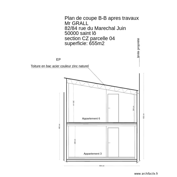 Coupe BB. Plan de 0 pièce et 0 m2