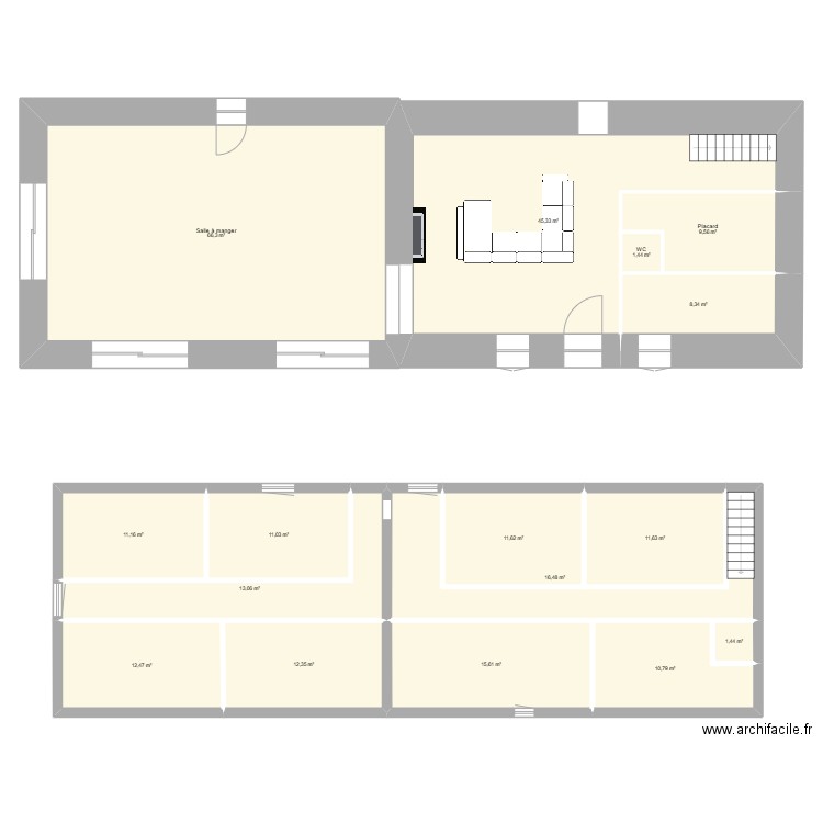 Maison. Plan de 16 pièces et 259 m2