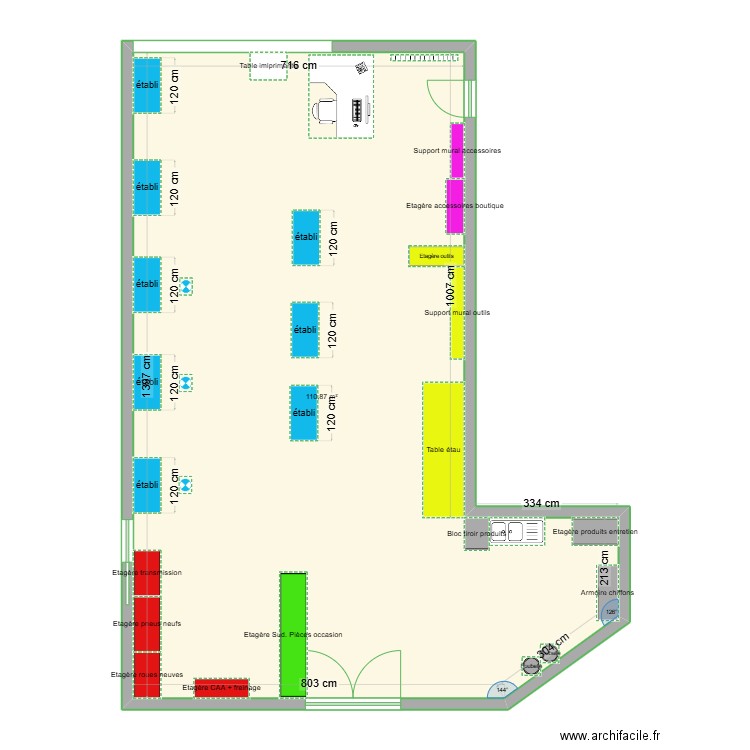 atelier vélo. Plan de 1 pièce et 111 m2