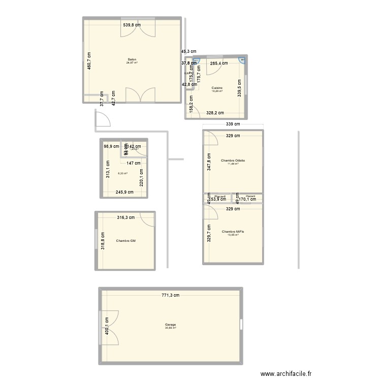 Freycenet. Plan de 11 pièces et 108 m2