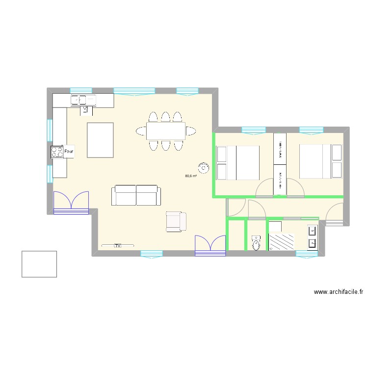 appart maison. Plan de 1 pièce et 81 m2