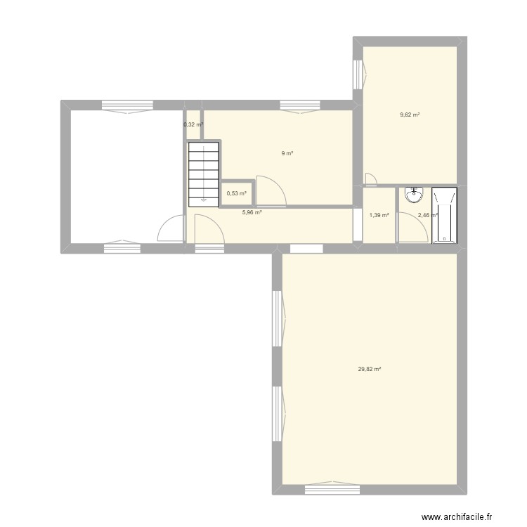viroflay etage3. Plan de 8 pièces et 59 m2